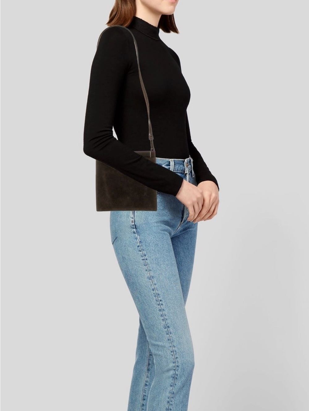 Gucci Dark Chocolate Brown Suede Shoulder Cross Body Bag with Glossy Top Trim